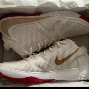 Nike White and Gold Basketball Shoes